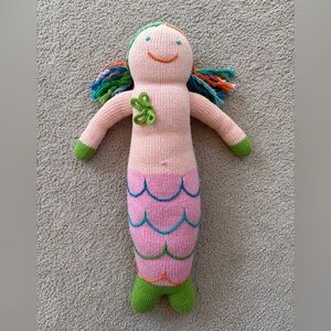 Blabla Mermaid Knit Doll Pink Rainbow Hair Large Stuffed Toy